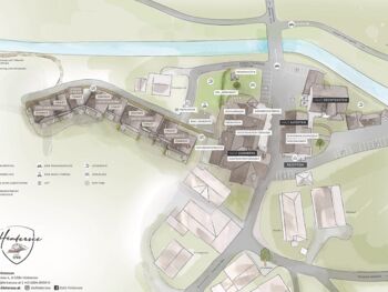 Site plan and overview of the buildings and facilities, chalets, guest houses at Das Hintersee in Salzkammergut